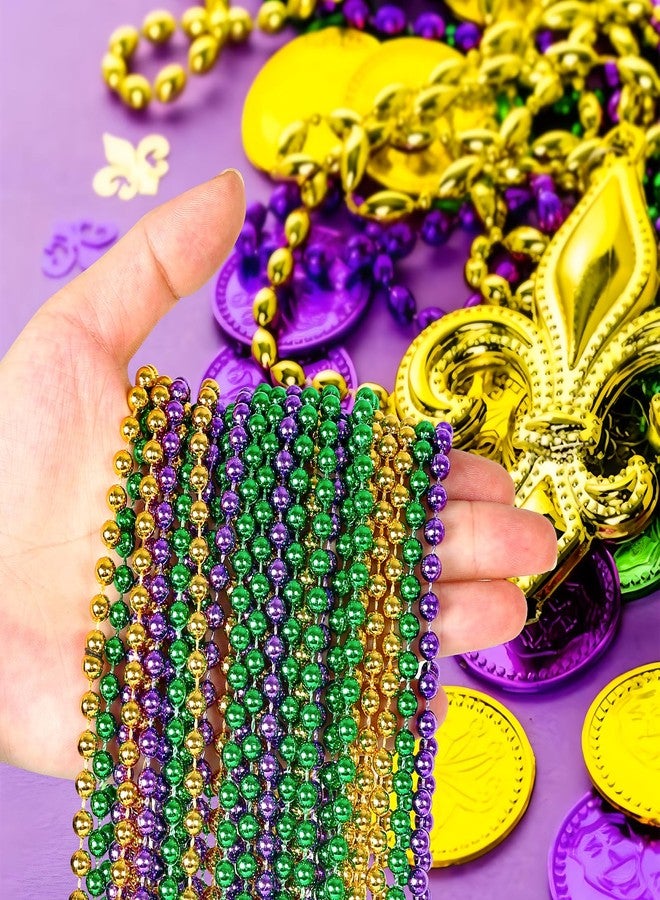 HOOSUN 30 Pack Mardi Gras Beads Necklaces Bulk,Mardi Gras Decorations Accessories Party Favors,Gold Green and Purple Carnival Decor St Patricks Day Necklace Party Supplies for Party,School Event,Home - Image 4